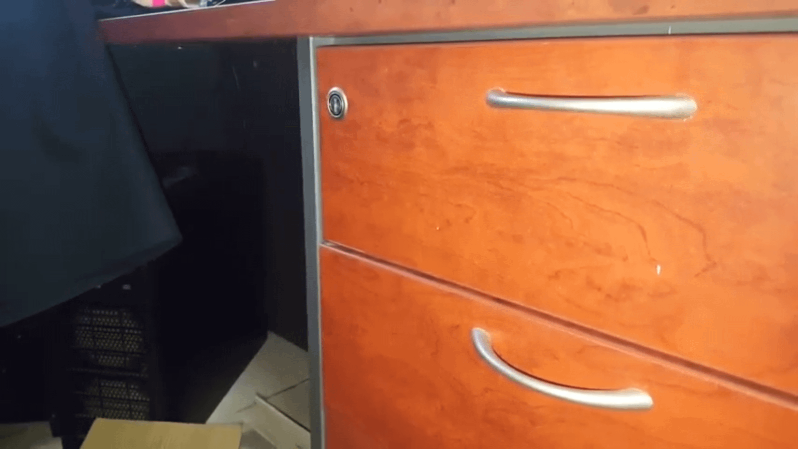 Locked Wooden Desk Drawer