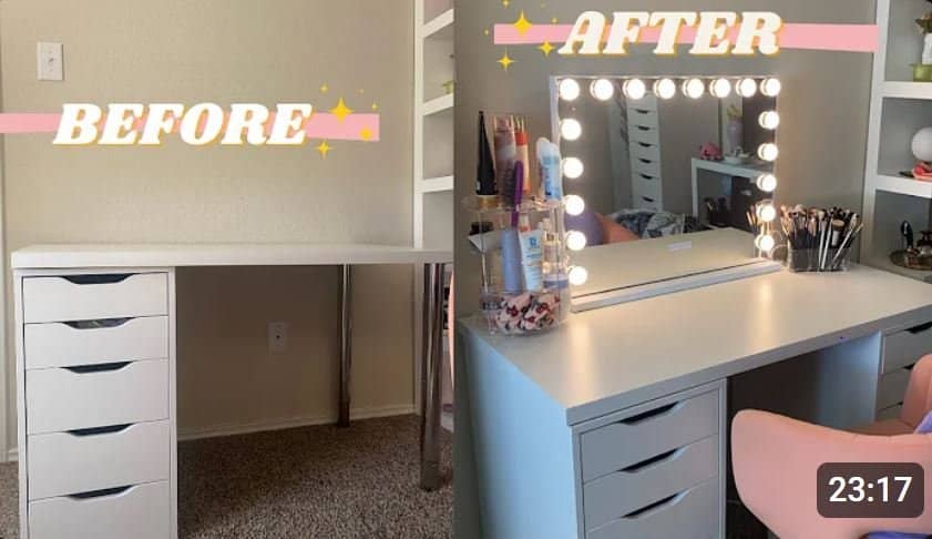 how to turn a desk into a vanity